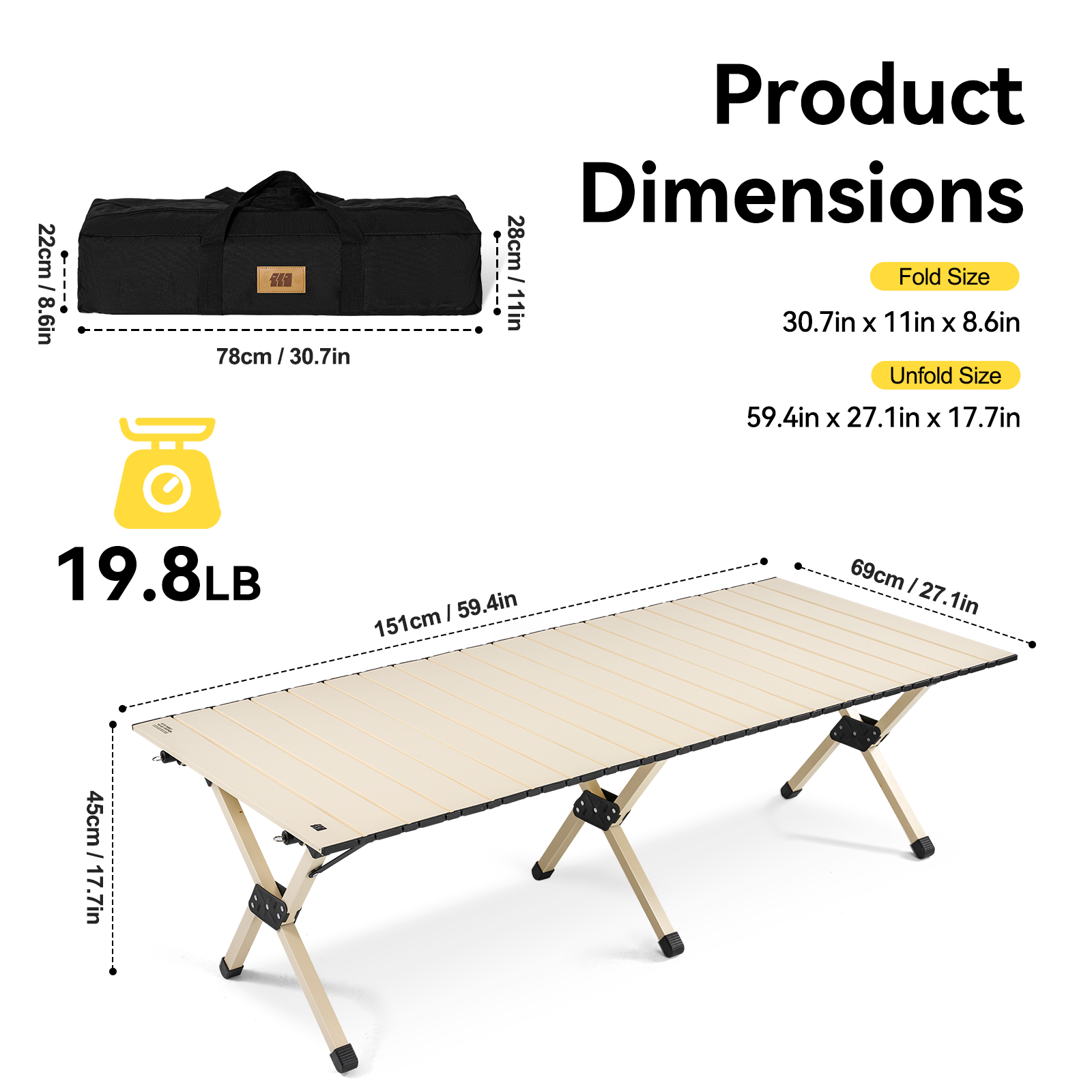 Tanstrider Foldable Camping Table 6018