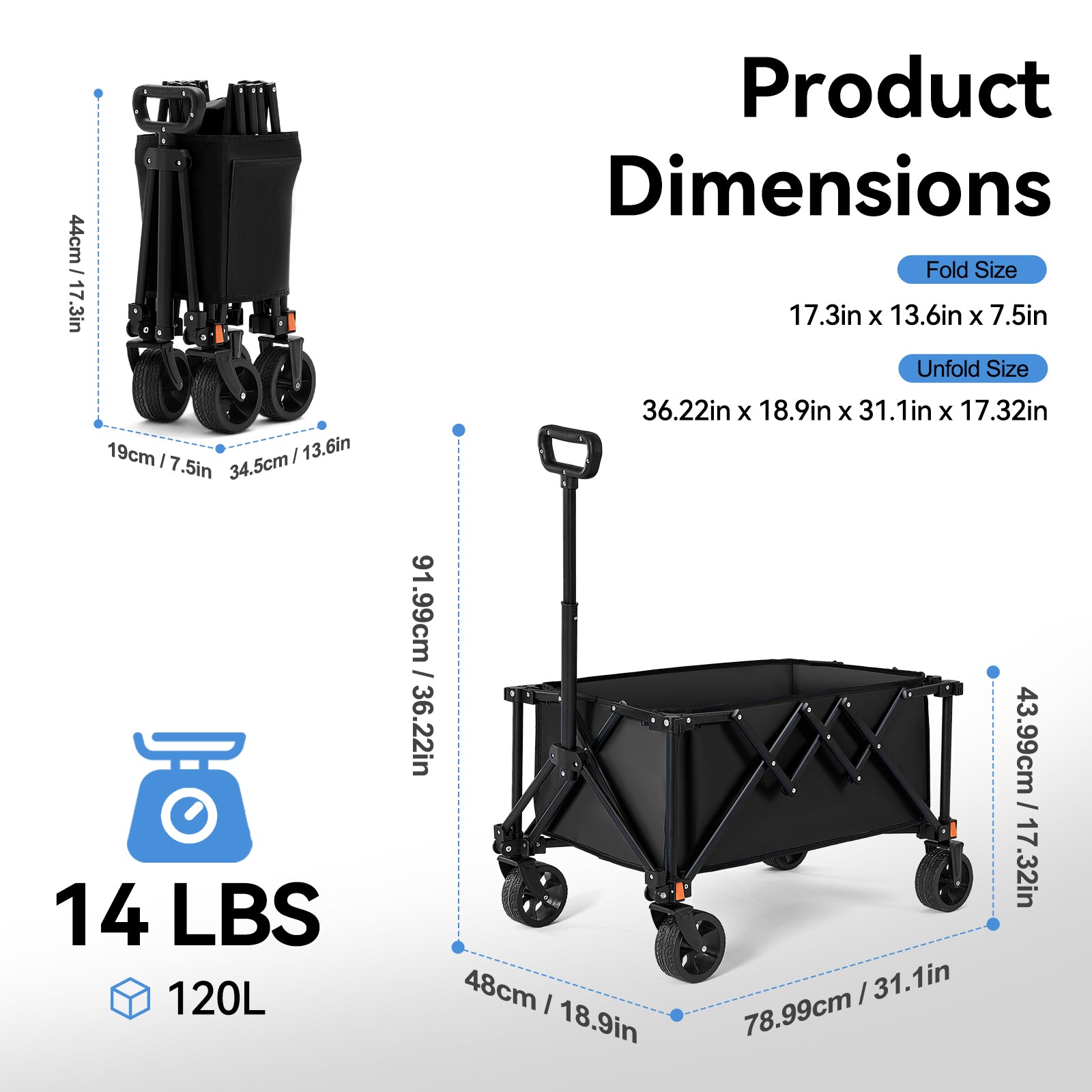 Tanstrider Extended Collapsible Camping Wagon 1039